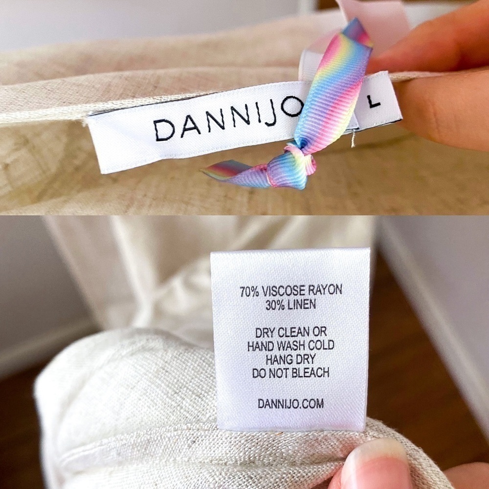 DANNIJO Linen Tie Strap Dress L - Picture 4 of 7